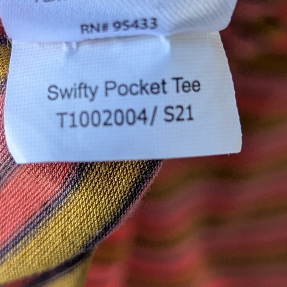 Toad&Co Orange Pink Swift Pocket Tee Striped Size Medium - Picture 7 of 8